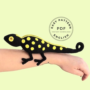 Crochet pattern salamander lizard gecko Easy No sew english PDF beginner friendly amigurumi