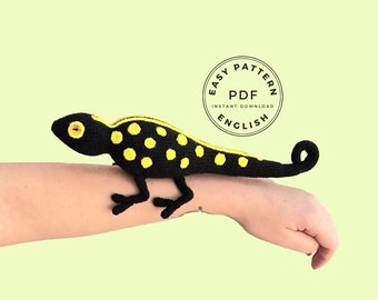 Schema all'uncinetto salamandra lucertola geco Facile senza cucire PDF inglese amigurumi adatto ai principianti