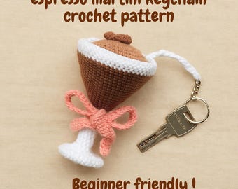 crochet pattern espresso martini keychain bag charm drink PDF digital amigurumi