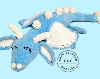 Crochet pattern dragon sleeping plush plushies amigurumi english easy PDF