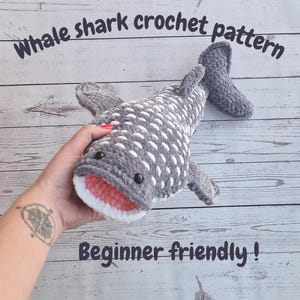 Whale shark crochet pattern PDF plush amigurumi animal toy easy fish sea life