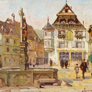 Pintura de la plaza de la ciudad de Sophus Theobald Levinson
