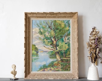 French Impressionist Oil Painting "The Banks of the Seine"
