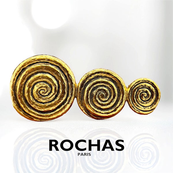 Vintage Rochas Golden Spiral Brooch - Rare Elegant Jewelry