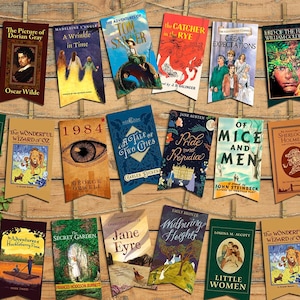 Downloadable 5x9 inches Classic Literature Banner/ 20 Pennant Flags