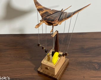 Flying Manta Ray Automata | Wooden Kinetic Sculpture | Mechanical Manta | Wood Art | Home Decor
