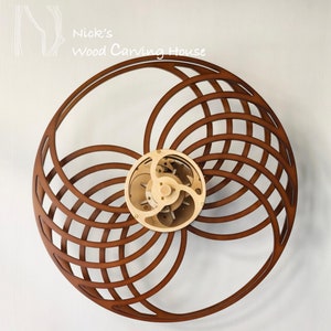 Wooden Kinetic Sculpture &#39;Intertwine&#39; | Mechanical Wood Art | Home Decor | Wall Decor