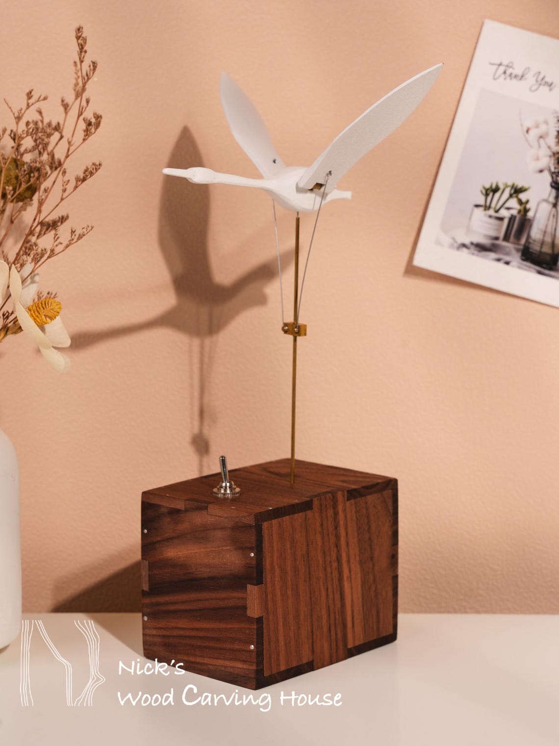 Handcrafted Wooden White Swan Automata | Kinetic Art Music Box | Home ...