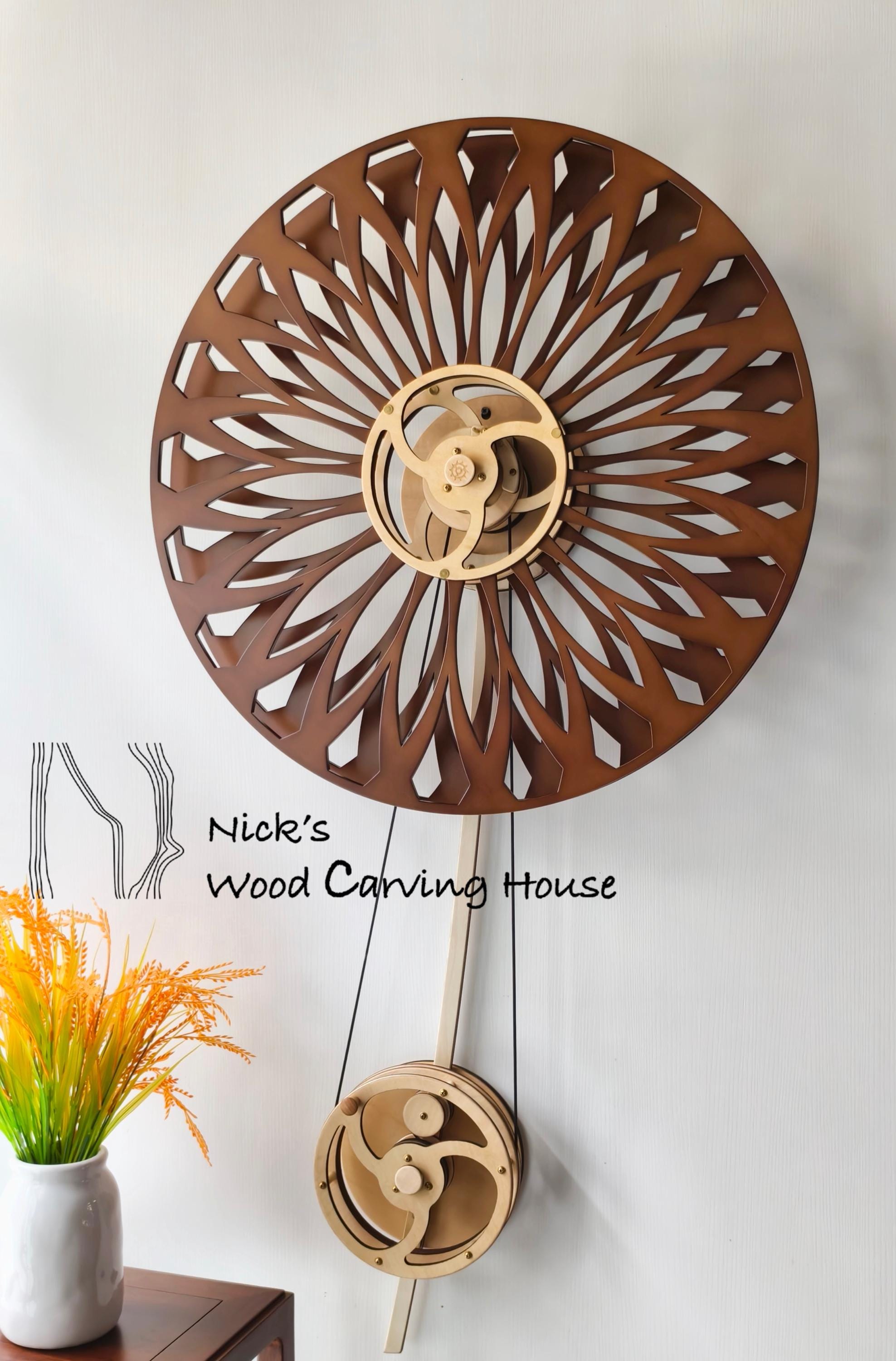 彫刻装飾の木製テーブル 木製キネティック彫刻「タンポポ」｜機械仕掛けの木製アート｜ホーム