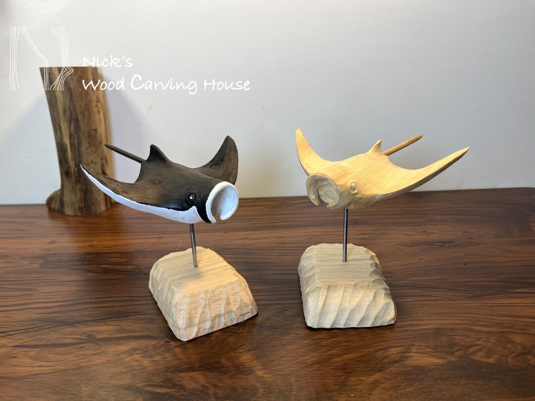 Handcrafted Wooden Manta Sculpture, Hand Carved Manta Ray, Ornament ...