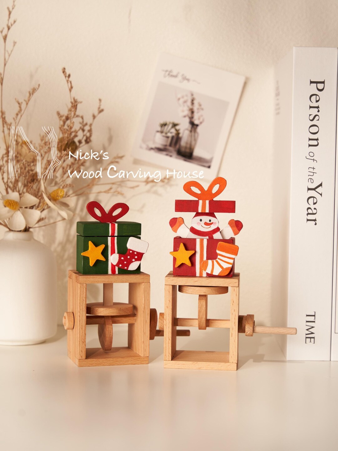 Handmade Snowman's Surprise Automata | Santa Automata | Woodcarving ...