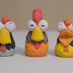 Three funny chickens - Wood figurine,Wood carving,Wood art, wooden gift,Statue,Sculpture,Home Decor,Creative,Handcraft,handmade,Wood Carving