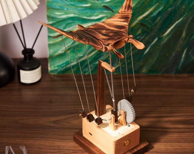 Flying Manta Ray Automata | Wooden Kinetic Sculpture | Mechanical Manta | Wood Art | Home Decor