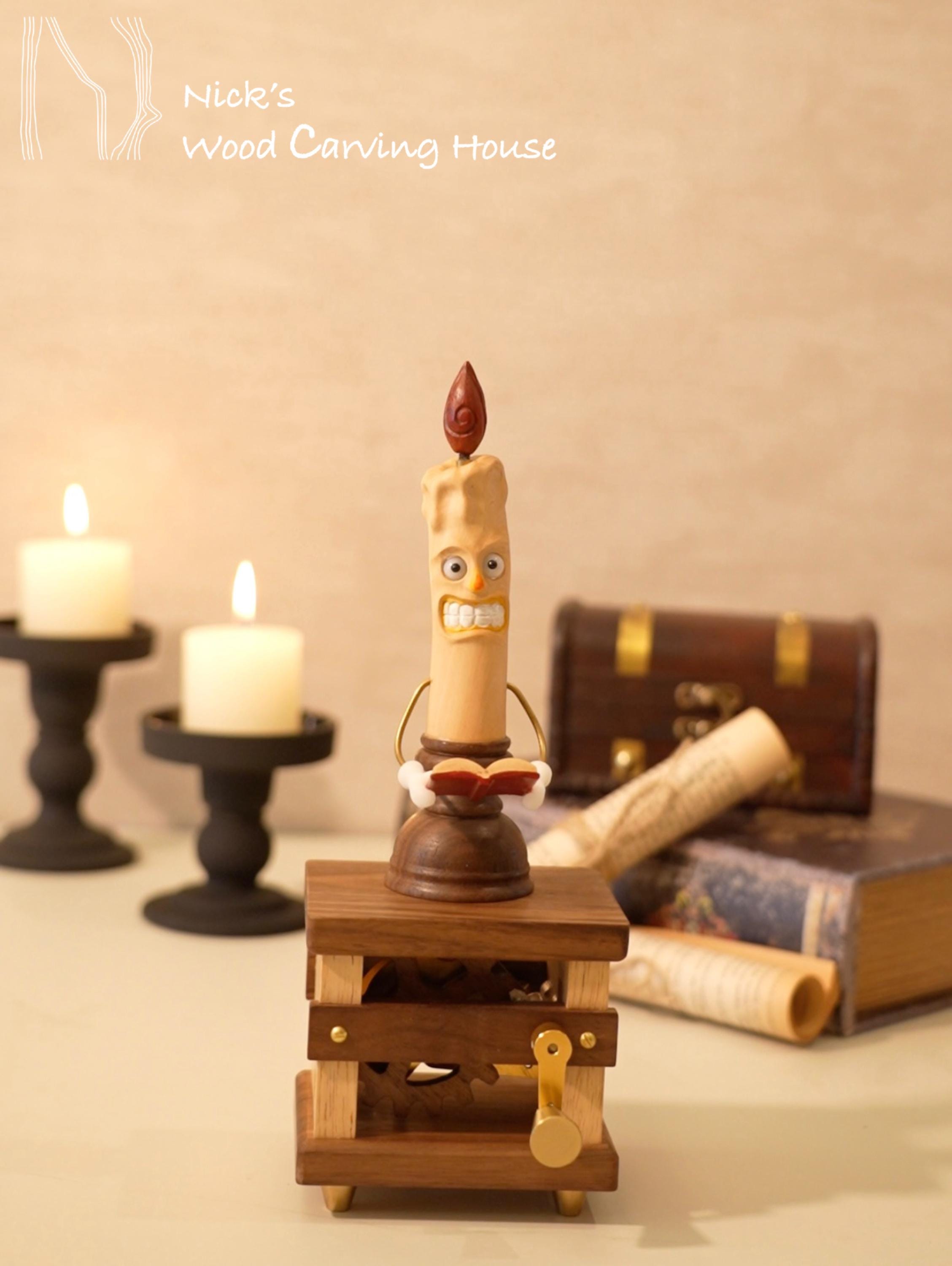 Handmade Wooden Candle Automaton | the Candle Reader Kinetic