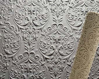 135mm Flora Victoriana clay pottery texture roller - multi level depth and repeatable seamless pattern