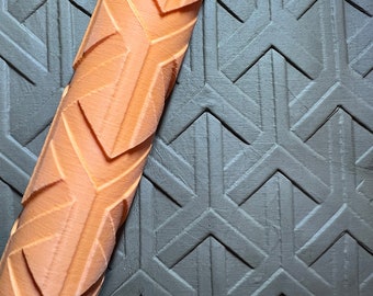 135mm GEOMETRY - Escher Clay Pottery Texture Roller Repeatable Multi-level Pattern (Large Pattern)