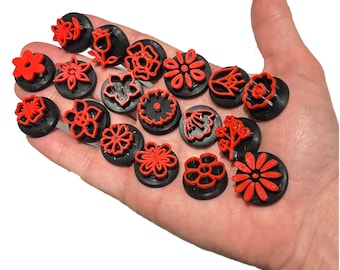Pott'r Floral Stamps Set: 18 Clay Pottery & Cake Decoration Stamps