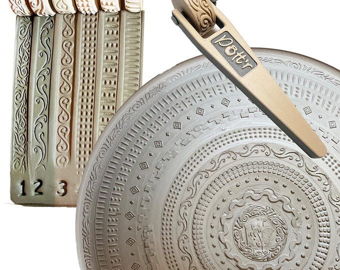 Pottery Roller Stamps: 12mm Banding Set for Wheel Thrown Clay + Case Option