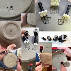 Custom Potter's Mark Pottery Ceramic Stamp Incorporating A Hand-Held Post - 2 X Sizes Included