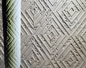 135mm GEOMETRY - Diamond-windows clay pottery texture roller - repeatable multi-level pattern (Compact Pattern)