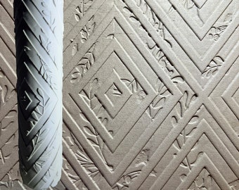 135mm GEOMETRY - Diamond-windows clay pottery texture roller - repeatable multi-level pattern (Large Pattern)
