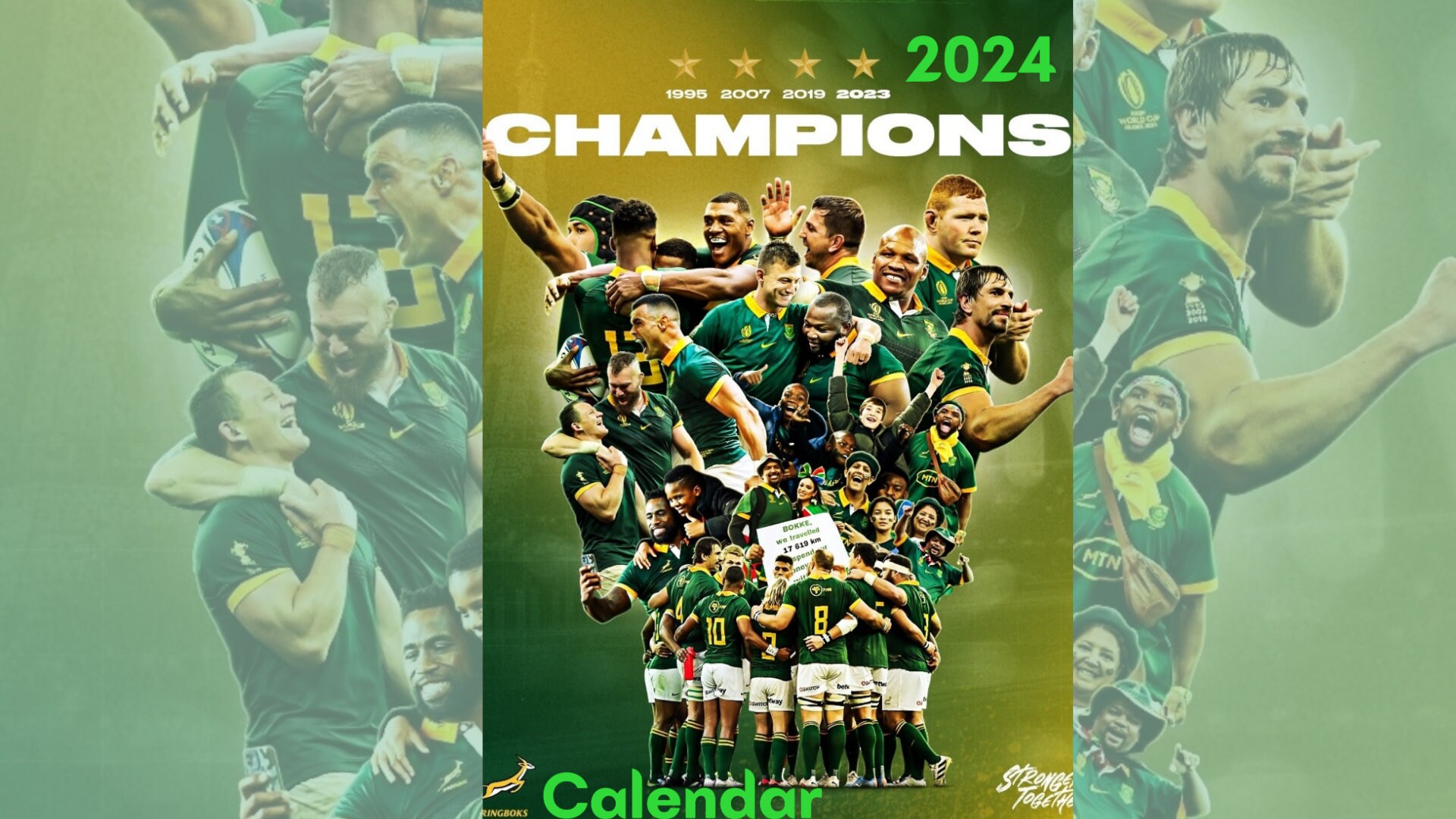 2024 South African springboks Monthly Calendar Etsy