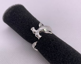 Silver Color Shark Ring, Unique Ring, Open Ring, Hammerhead Shark Style Ring Adjustable Ring, Animal Shaped Ring