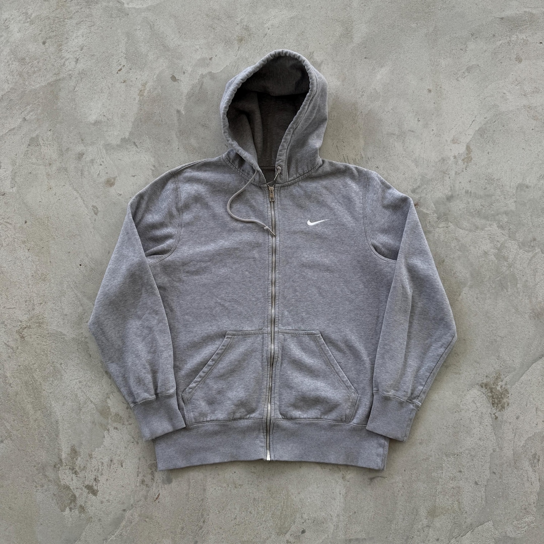 Vintage 90s Nike Full Zip Small Swosh Hoodie Size L Gray - Etsy