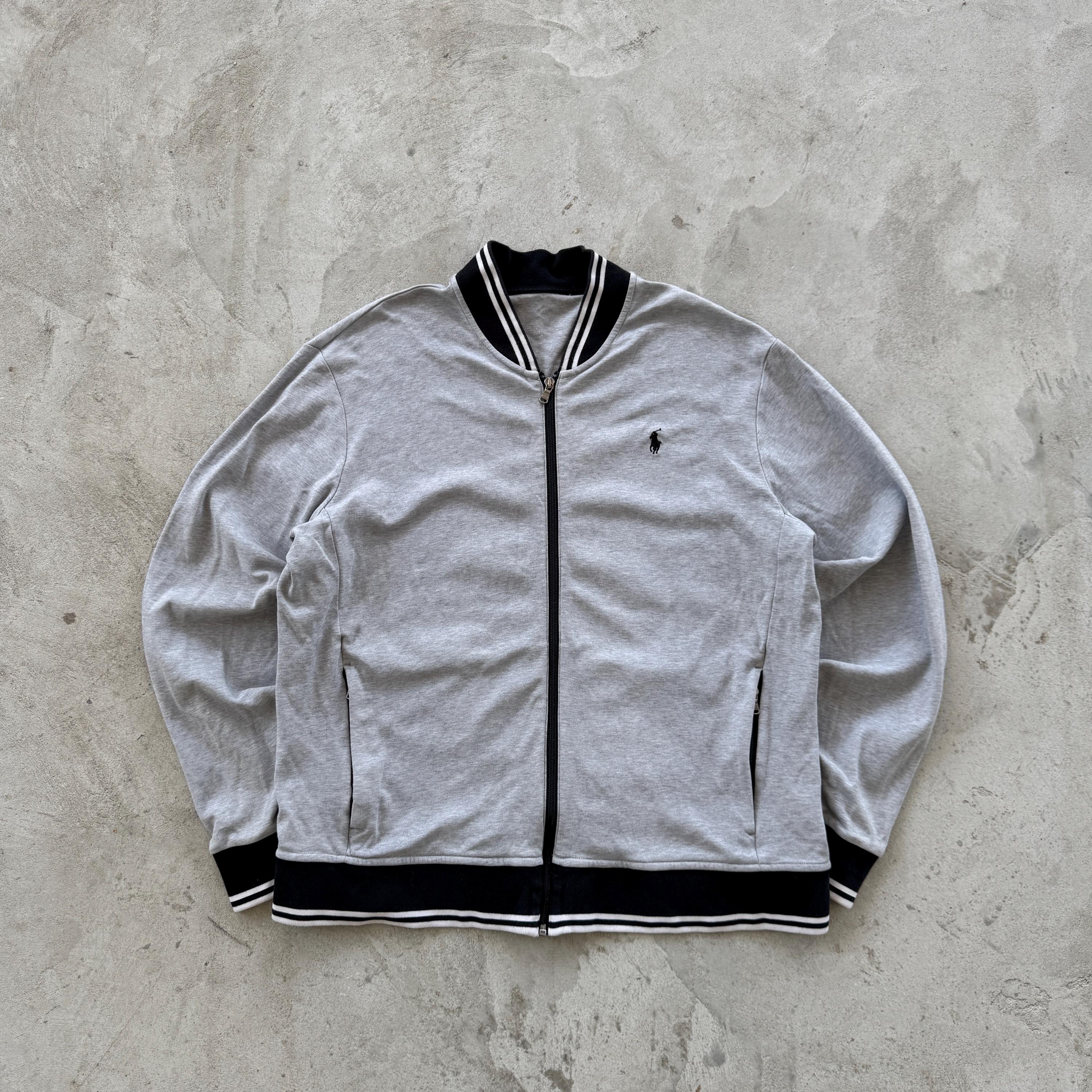 Vintage 90s Polo Ralph Lauren Cotton Full Zip Jacket Size XL Gray