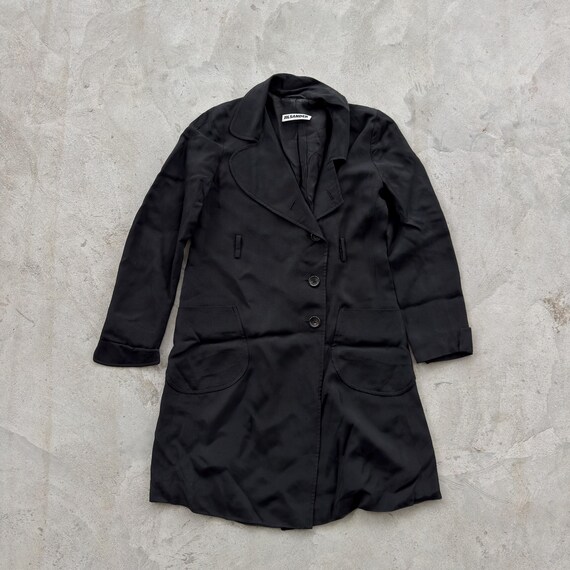 Vintage Jil Sander Women Black Lightweight Coat Size 36 S Long Blazer Jacket Minimalist Luxury Designer Archive Trench Premium Outwear Top