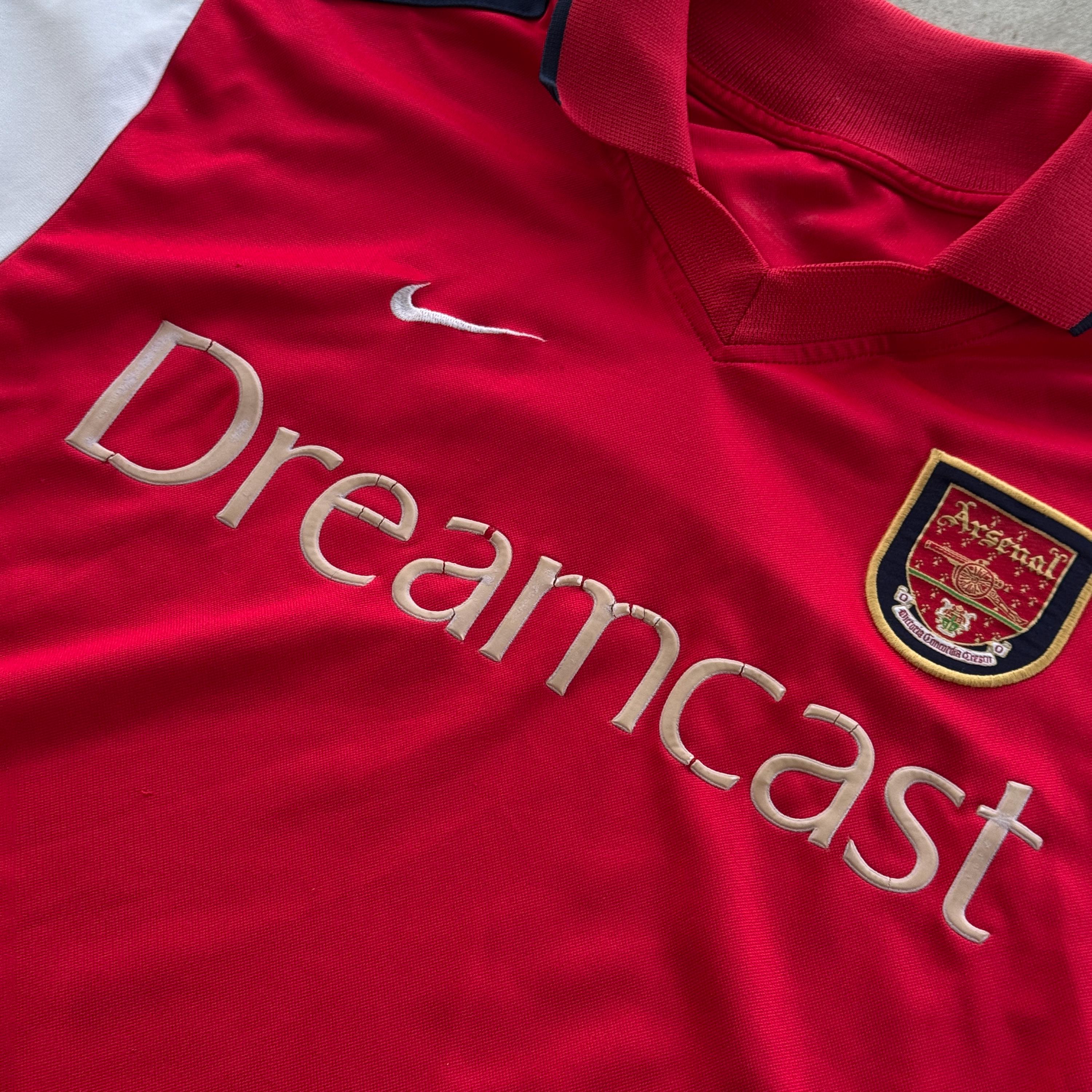 Vintage Arsenal Dreamcast Nike Football Shirt Red White Home