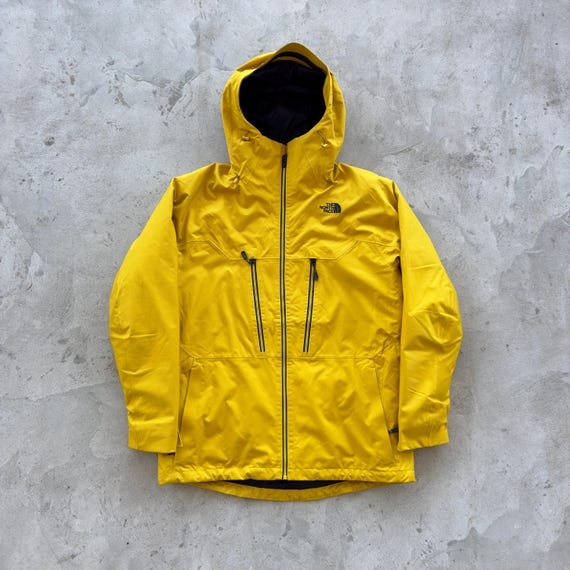 Vintage The North Face Jacket Men's Large Yellow Hooded Shell Raincoat Gorpcore Aesthetic Waterproof Technical Mountain Parka Streetwear TNF