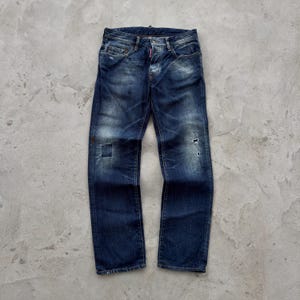 Vintage Dsquared2 Mens Distressed Jeans Made In Italy Denim Pants Big Logo Patch Size 46