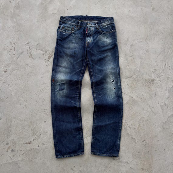 Dsquared2, Vintage Dsquared2 Mens Distressed Jeans Made In Italy Denim Pants Big Logo Patch Size 46