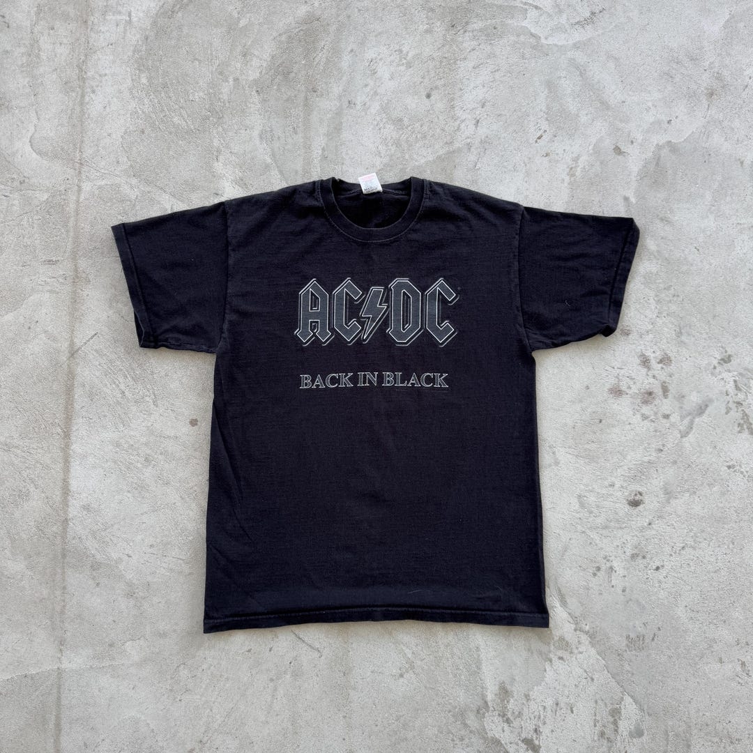 Vintage AC DC Back in Black Tee Shirt Graphic Logo Size L Black - Etsy
