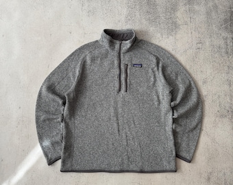 Vintage 90s Patagonia 1/4 zip Fleece Pullover Jacket Size L Gray