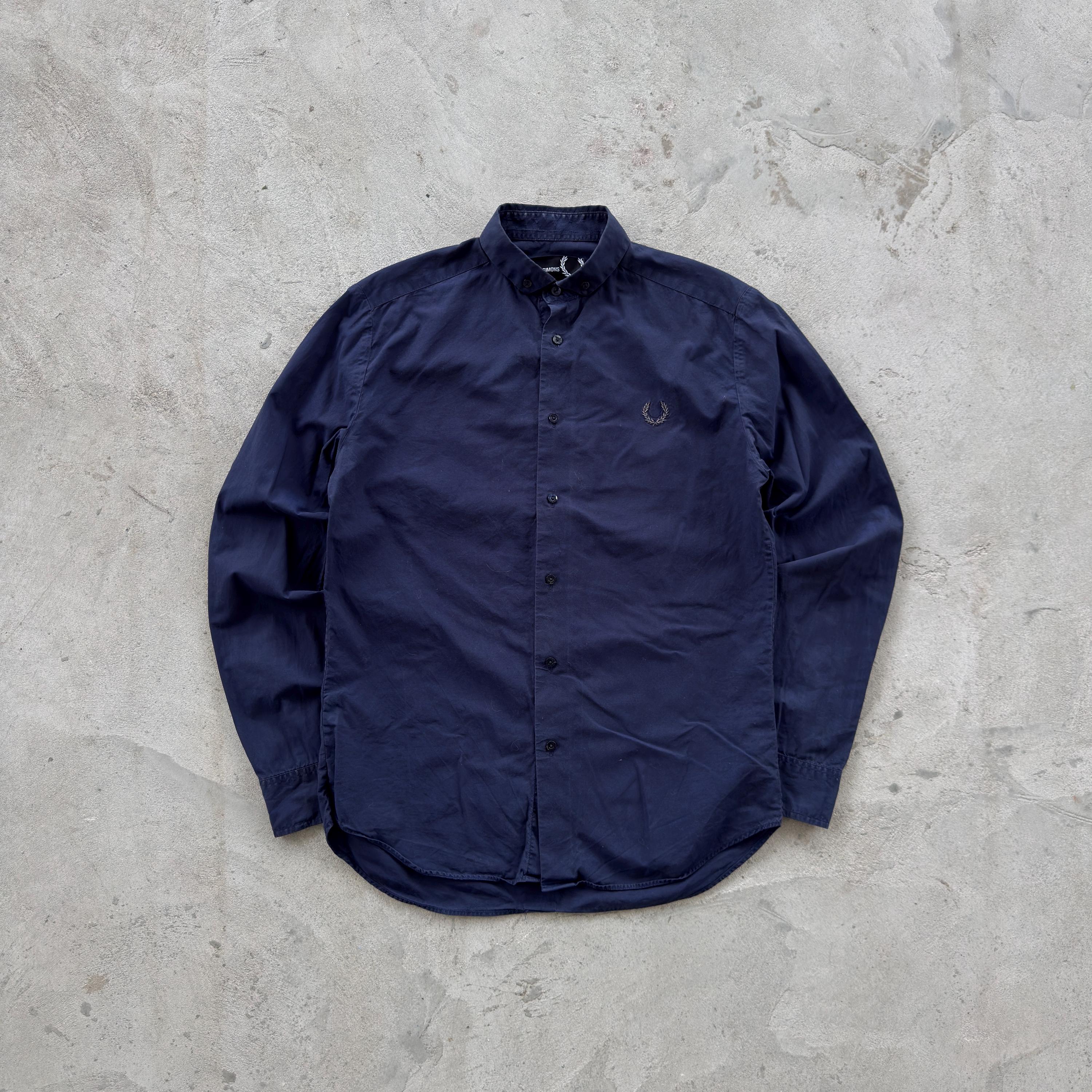 Raf Simons Fred Perry Navy Blue Button up Shirt Long Sleeve Preppy