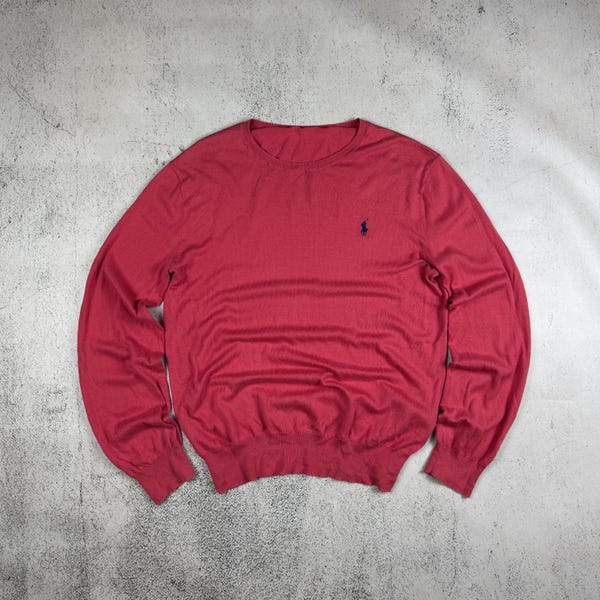 Vintage 90s Polo Ralph Lauren Lightweight Crewneck Sweater Size M Pink