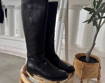 Vintage Prada Linea Rossa Leather Moto Boots / 36.5-37 (US 6.5-7