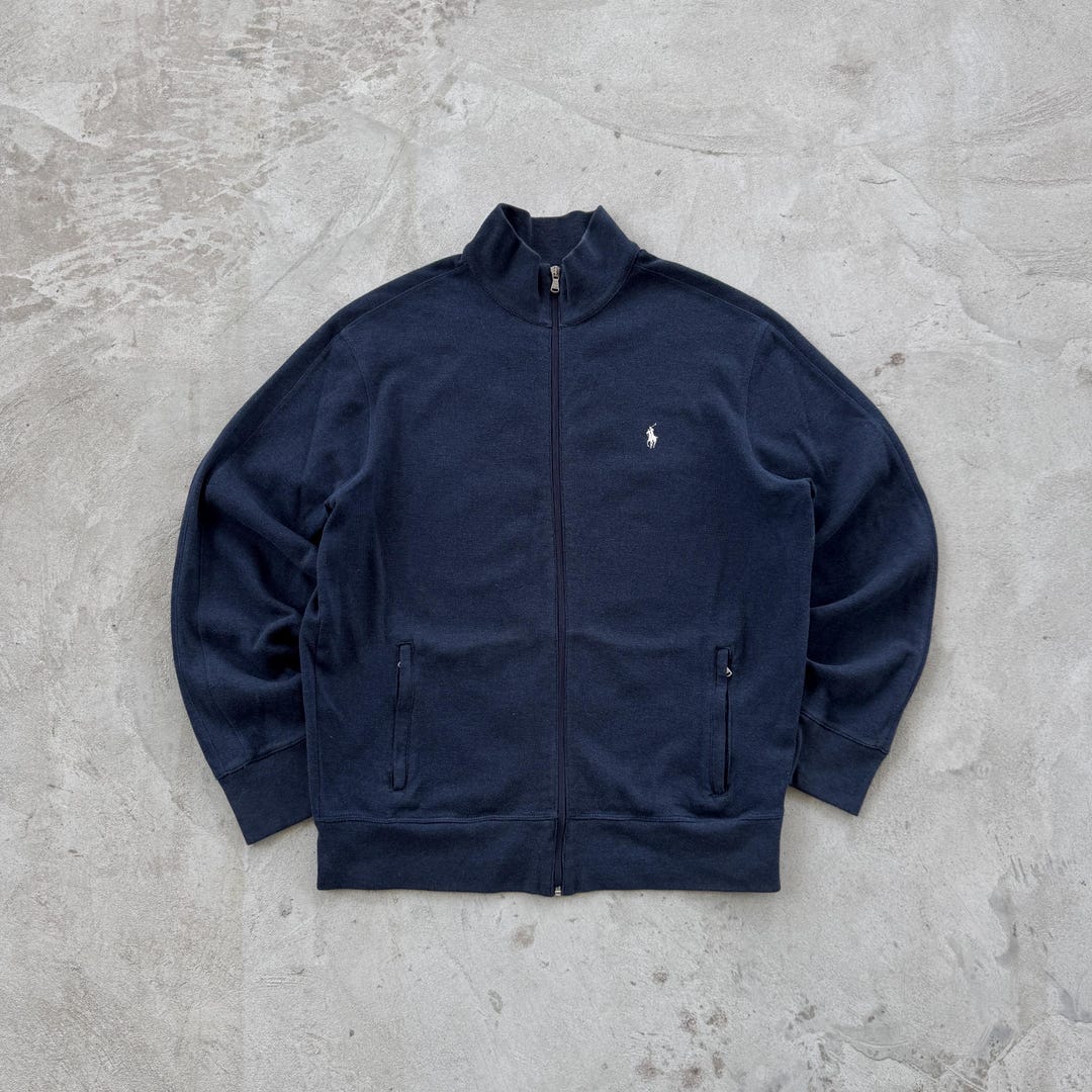 Vintage 90s Polo Ralph Lauren Full Zip Cotton Jacket Size L Navy
