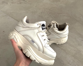 Vintage 90s Buffalo Platform Sneakers White Size 44