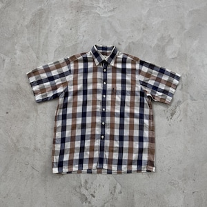 Vintage 90s Aquascutum Short Sleeve Button Up Shirt Size M Beige