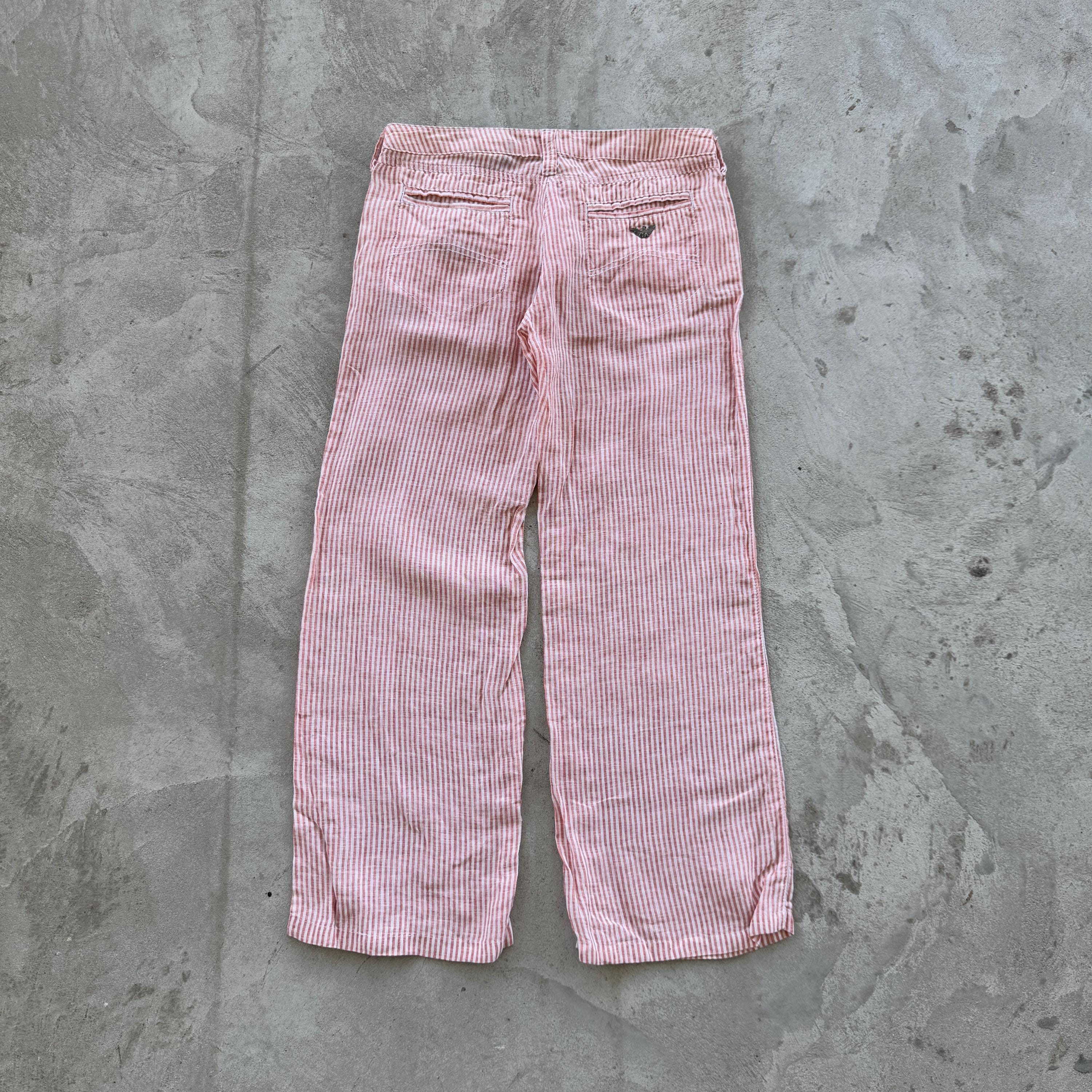 パンツ 90s Armani jeans parachute pants Vintage 90s Armani Jeans Linen Baggy Parachute Striped Pants Metal