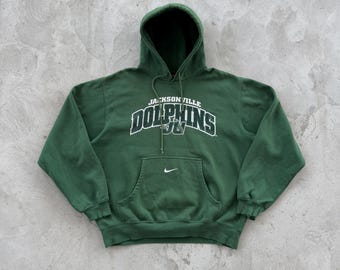 Sudadera con capucha Nike del equipo Jacksonville Dolphins, estilo vintage, años 90, talla M, color verde