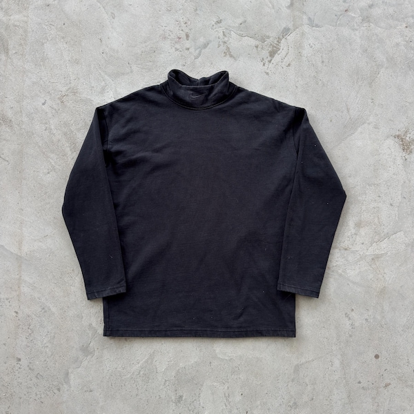 Vintage 90s Nike Center Mini Swoosh Mock Neck Sweatshirt Faded Black Size Medium