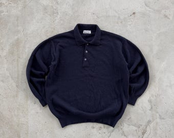 Vintage 90s Valentino Studio Virgin Lana Wool Sweater Size M Navy Blue