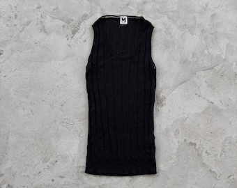 M Missoni Black Ribbed Tank Top Knit Sleeveless Vest Designer Minimalist Size US 10