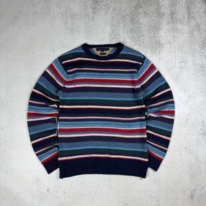 Pull ras du cou en laine Tommy Hilfiger vintage des années 90 taille M bleu