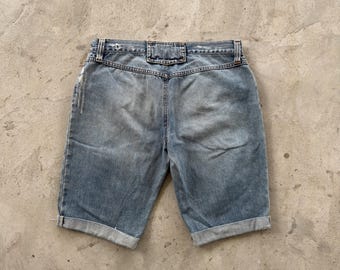 Pantalones cortos vaqueros vintage de D&G Dolce Gabbana para hombre, lavado azul desgastado, pantalones cortos vaqueros de diseñador italiano, ropa urbana de lujo para el verano.