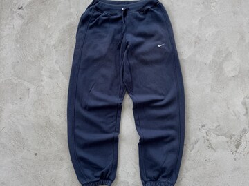 Nike Vintage 00’s Y2K Black Nylon TrackPants Joggers Double Swoosh Logo